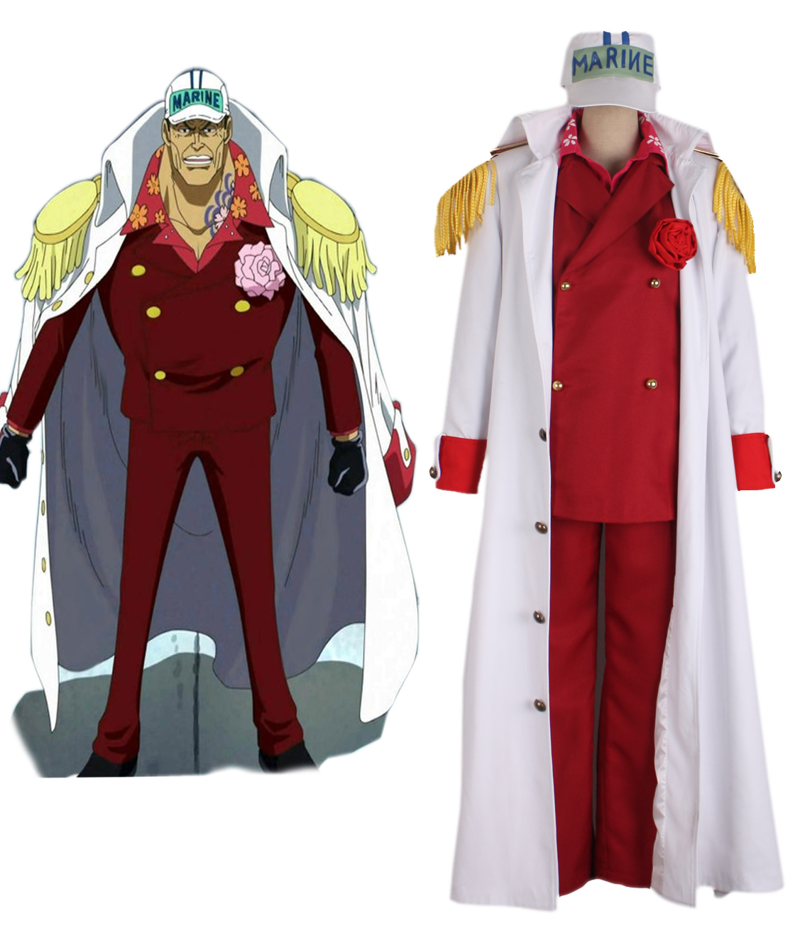 One piece Red Dog Akainu Sakazuki Navy Admiral Uniform Cosplay Costume